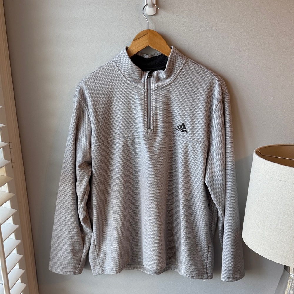Adidas Textured Grey‎ Pullover Quarter Zip